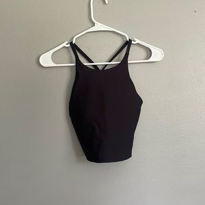 black sports crop top with built in bra
